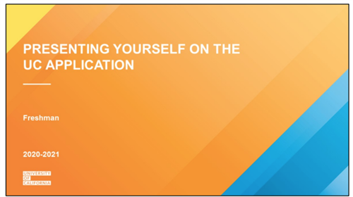 Presenting Yourself on the UC App